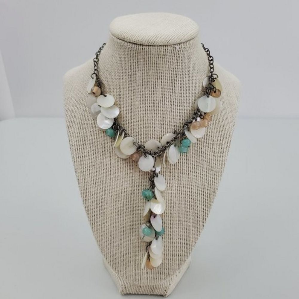 Shell Necklace Drop Mother of Pearl Look‎ Blue Pink